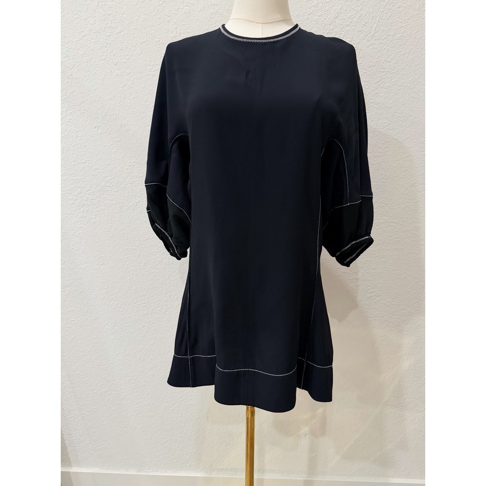 Marni Italy Blue Crewneck 3/4 Sleeve Top US 6 Luxury Designer Avant Garde EU 42